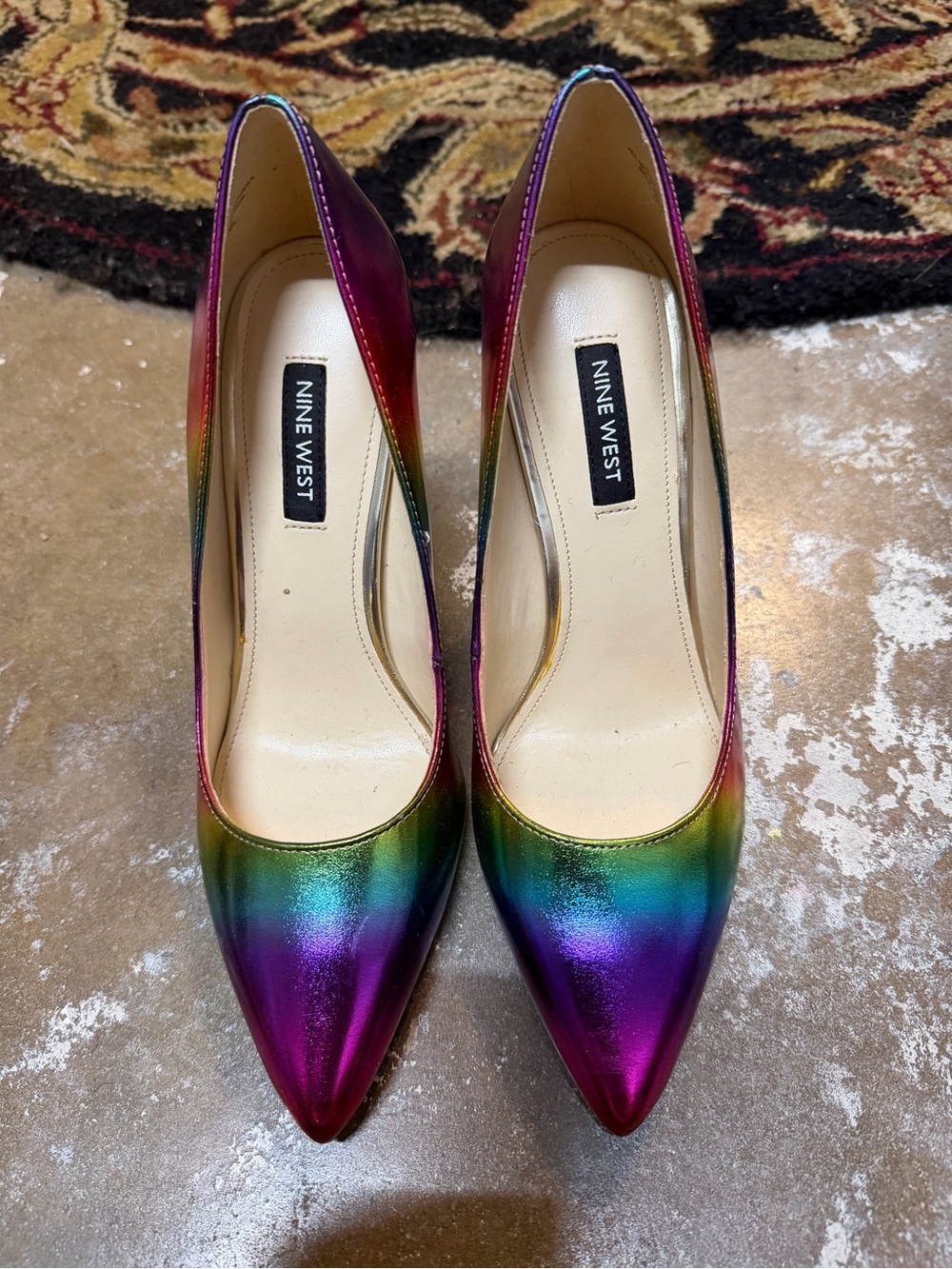 Nine West Multicolor Metallic Pointed Toe Heels